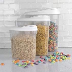 img 3 attached to Versatile Set of 3 Containers for Kitchen and Pantry - Cereal Storage Keeper, Rice Food Storage - Airtight Dispenser Lid & BPA-Free - 5.5, 11.5, & 21 Cup