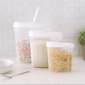 img 2 attached to Versatile Set of 3 Containers for Kitchen and Pantry - Cereal Storage Keeper, Rice Food Storage - Airtight Dispenser Lid & BPA-Free - 5.5, 11.5, & 21 Cup