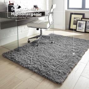 img 1 attached to Stylish And Soft Ophanie Washable Grey Shaggy Rug For Modern Home - Perfect For Bedroom, Living Room, And Nursery Décor