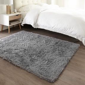 img 4 attached to Stylish And Soft Ophanie Washable Grey Shaggy Rug For Modern Home - Perfect For Bedroom, Living Room, And Nursery Décor