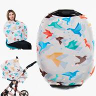 nursing breastfeeding cover scarf - baby car seat canopy - gift - shopping cart, stroller, car seat cover for girls and boys - best multi-use infinity stretchy shawl - origami logo