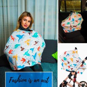 img 1 attached to Nursing Breastfeeding Cover Scarf - Baby Car Seat Canopy - Gift - Shopping Cart, Stroller, Car Seat Cover For Girls And Boys - Best Multi-Use Infinity Stretchy Shawl - Origami