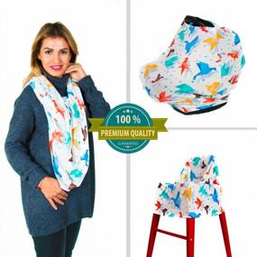 img 3 attached to Nursing Breastfeeding Cover Scarf - Baby Car Seat Canopy - Gift - Shopping Cart, Stroller, Car Seat Cover For Girls And Boys - Best Multi-Use Infinity Stretchy Shawl - Origami