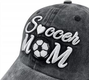 img 3 attached to Stylish Soccer Mom Hat For Women: Adjustable Embroidered Baseball Cap With Washed Finish