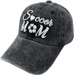 img 4 attached to Stylish Soccer Mom Hat For Women: Adjustable Embroidered Baseball Cap With Washed Finish