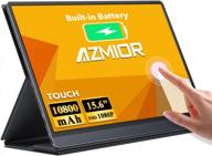 azmior 15.6" portable touchscreen ultra wide frameless speakers: 1920x1080p, glossy screen, flicker-free, blue light filter, hd+ logo