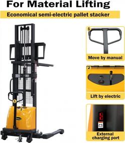 img 3 attached to 3300Lbs Capacity APOLLOLIFT Semi Electric Pallet Stacker - 98In Lifting Height Material Lifter For Warehouse