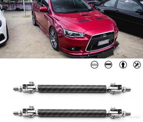 img 4 attached to 🚗 Xotic Tech Adjustable Front Bumper Lip Splitter Diffuser Strut Rod Tie Bars - 6-9 inch, Carbon Fiber Black