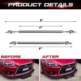 img 3 attached to 🚗 Xotic Tech Adjustable Front Bumper Lip Splitter Diffuser Strut Rod Tie Bars - 6-9 inch, Carbon Fiber Black