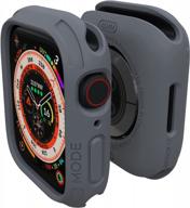 elkson compatible with apple watch 45mm bumper case, quattro 2.0 series rugged case for apple watch and iwatch series 7, military grade durable protective cover, flexible shock proof, grey logo