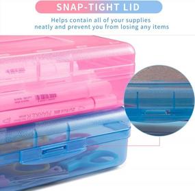 img 1 attached to 3 Pack Plastic Pencil Boxes With Snap-Tight Lid, Large Capacity Hard Crayon Case For Kids Boys School Classroom Supply Storage Stackable Design