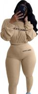 ribbed crop top and skinny pant women's sweatsuit set - jogger tracksuit with long sleeves логотип