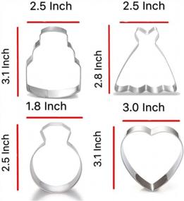 img 3 attached to Wedding Cookie Cutter Set-7 Piece-3 Inches-Heart, Diamond Ring, Wedding Cake,Wedding Dress, Rectangle, Square And Oval Plaque Cookie Cutters Molds For Bridal Shower Engagement