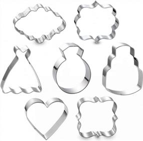 img 4 attached to Wedding Cookie Cutter Set-7 Piece-3 Inches-Heart, Diamond Ring, Wedding Cake,Wedding Dress, Rectangle, Square And Oval Plaque Cookie Cutters Molds For Bridal Shower Engagement