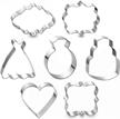 wedding cookie cutter set-7 piece-3 inches-heart, diamond ring, wedding cake,wedding dress, rectangle, square and oval plaque cookie cutters molds for bridal shower engagement logo