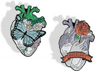 1 set of aesthetic anatomic heart, rose in hand, butterfly & daisy enamel pins - jewelry gift for lovers & friends! logo