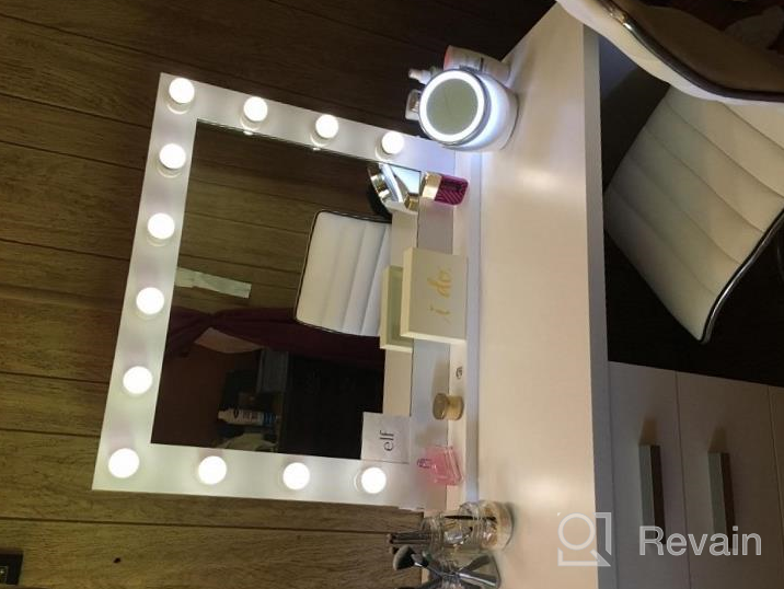 img 1 attached to Chende Hollywood Vanity Mirror With Lights, 31.5 X 25.6 Inches And Outlet, Gloss Metal Frame, Replaceable LED Bulbs, Wall Mounted Makeup Mirror For Bedroom (White) review by Shakira Anderson