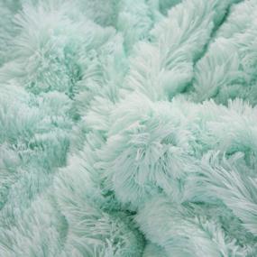 img 2 attached to LIFEREVO Aqua Twin Bedding Set: Luxury Shaggy Plush Duvet Cover With Crystal Velvet Mink Reverse, Ultra Soft, Hidden Zipper Closure, 1 Piece For Extra Comfort