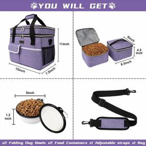 img 3 attached to Airline Approved Dog Travel Bag Set With 2 Pet Food Containers And Collapsible Bowls - Purple