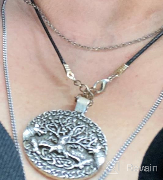 img 1 attached to HAQUIL Viking Necklace: Wolves & Ravens of Odin with Tree 🐺 of Life Pendant – Premium Faux Leather Cord – Perfect Viking Jewelry Gift review by Steve Walton