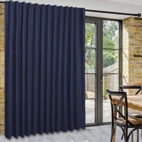 img 4 attached to DWCN Patio Sliding Door Curtains - Extra Wide Curtains For Glass Door, Room Divider Blackout Thermal Curtain Panel With Back Tab & Rod Pocket For Bedroom Partition, 100 X 84 Inches, Navy