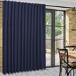 dwcn patio sliding door curtains - extra wide curtains for glass door, room divider blackout thermal curtain panel with back tab & rod pocket for bedroom partition, 100 x 84 inches, navy logo