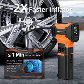 img 2 attached to VEEAPE 3-In-1 Cordless Tire Inflator With Gauge, 160PSI Air Compressor, Air Pump, And Duster - 2X Faster Inflation, 7500MAh Battery, LCD Dual Screen - Ideal For Cars, Motorcycles, Bikes, And Balls
