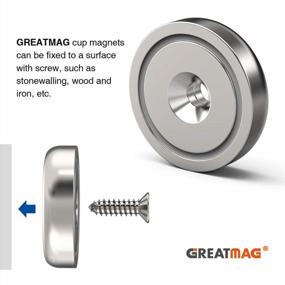img 1 attached to Set Of 10 Greatmag Industrial Strength Cup Magnets With Countersunk Hole, 100Lbs Holding Force, 1.26 Inch Diameter