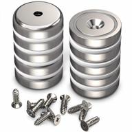 set of 10 greatmag industrial strength cup magnets with countersunk hole, 100lbs holding force, 1.26 inch diameter logo