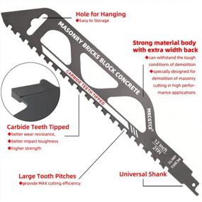img 3 attached to 12-Inch Masonry Reciprocating Saw Blade, 2 TPI Tungsten Carbide Teeth Tipped Brick Cutting Recip Saw Blade, Demolition Saw Blade For Cutting Red Brick, Light Brick, Fiber Cement, Aerated Concrete, Porous Concrete, Cinder Block