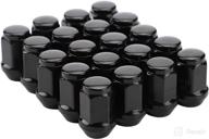 richeer 20pcs 1.38 inch black 1/2-20 closed end bulge acorn lug nuts - cone seat - 19mm hex wheel lug nut: perfect for bronco, mustang, ranger, safari, yj, tj, kj, kk, zj, wj, wk, xk, mj, and xj logo