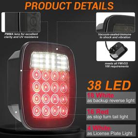 img 3 attached to CMVT Auto Universal 38LED Brake Tail Lights: Smoked Square Combination Lights for Trucks, Trailers, and RVs