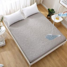 img 4 attached to Waterproof Quilted California King Mattress Protector With 18" Deep Pocket - Gray