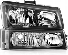 img 3 attached to ANPART Headlight Assembly 4 PCS A Set For Chevy Avalanche 1500/2500 2003-2006 Without Body Cladding Model Chevrolet Silverado Black Housing Clear Reflector Clear Lens Headlamp Driver Passenger Side