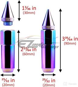 img 2 attached to 🔩 EzAuto Wrap Neo Chrome Lug Nuts: Spiked, Extended Tuner Aluminum Wheels Caps - Set of 20 PCS, M12x1.25, 60mm Length (WN03)
