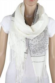 img 1 attached to Women'S Two Toned Paisley Lurex Jacquard Pashmina Shawl Wrap Scarf By Achillea