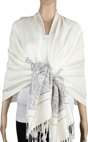 img 2 attached to Women'S Two Toned Paisley Lurex Jacquard Pashmina Shawl Wrap Scarf By Achillea
