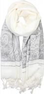 women's two toned paisley lurex jacquard pashmina shawl wrap scarf by achillea logo