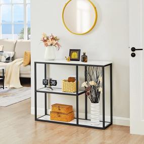 img 3 attached to Modern Industrial WOHOMO Console Table With 3-Tier Storage Shelves For Living Room And Hallway