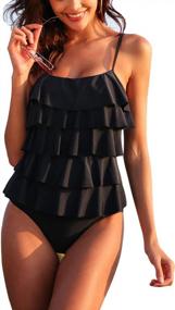 img 4 attached to MAXMODA Women'S One Piece Swimsuit With Ruffle Detailing, Tummy Control And Vintage Flounce Design - Perfect Monokini For Flattering Beach Or Pool Look