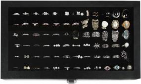 img 2 attached to 72 Slot Jewelry Ring Display Organizer Storage Box Case Tray Holder - JackCubeDesign MK248A (Black, Inside Black Velvet, 14.7 X 8.3 X 1.97 Inches)
