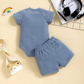 img 2 attached to HZYKOK Newborn Baby Boy Girl Summer Clothes Unisex Infant 2PCS Ribbed Outfits Solid Cotton Short Sleeve Tops Shorts Set