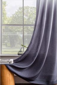 img 2 attached to Melodieux Set Of 2 Ombre Semi Sheer Curtains 84 Inches Long For Living Room, Linen Textured Grey White Vertical Gradient Grommet Voile Drapes, 52 By 84 Inch