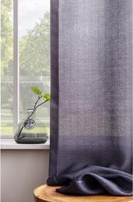 img 1 attached to Melodieux Set Of 2 Ombre Semi Sheer Curtains 84 Inches Long For Living Room, Linen Textured Grey White Vertical Gradient Grommet Voile Drapes, 52 By 84 Inch