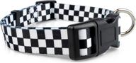 🐾 large black & white checkered pattern dog collar – limeloot logo