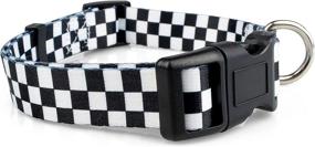 img 4 attached to 🐾 Large Black & White Checkered Pattern Dog Collar – Limeloot