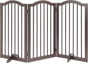 img 4 attached to Unipaws Freestanding Pet Gate: Foldable Indoor Dog Barrier with Arched Top and Support Feet for Stairs - Espresso