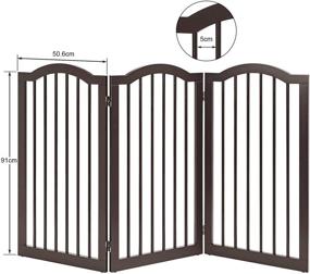 img 2 attached to Unipaws Freestanding Pet Gate: Foldable Indoor Dog Barrier with Arched Top and Support Feet for Stairs - Espresso