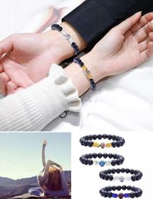 img 2 attached to 8Mm Lava Rock Stone Bead Bracelet Set For Women Men - Adjustable Arrow Essential Oil Diffuser Jewelry