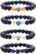 8mm lava rock stone bead bracelet set for women men - adjustable arrow essential oil diffuser jewelry logo